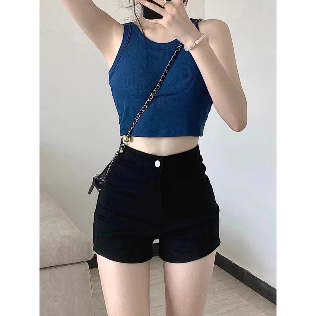 Women's Black High-Waist Skinny Denim Shorts - Slimming, Butt-Lifting Summer Hot Pants