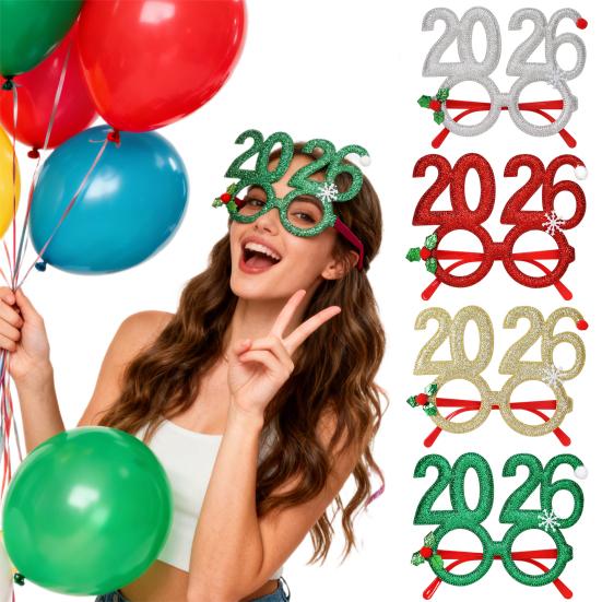 2026 New Year Eve Glasses Christmas Party Photo Props for Adults Kids Festive Celebration Eyewear for Countdown Party