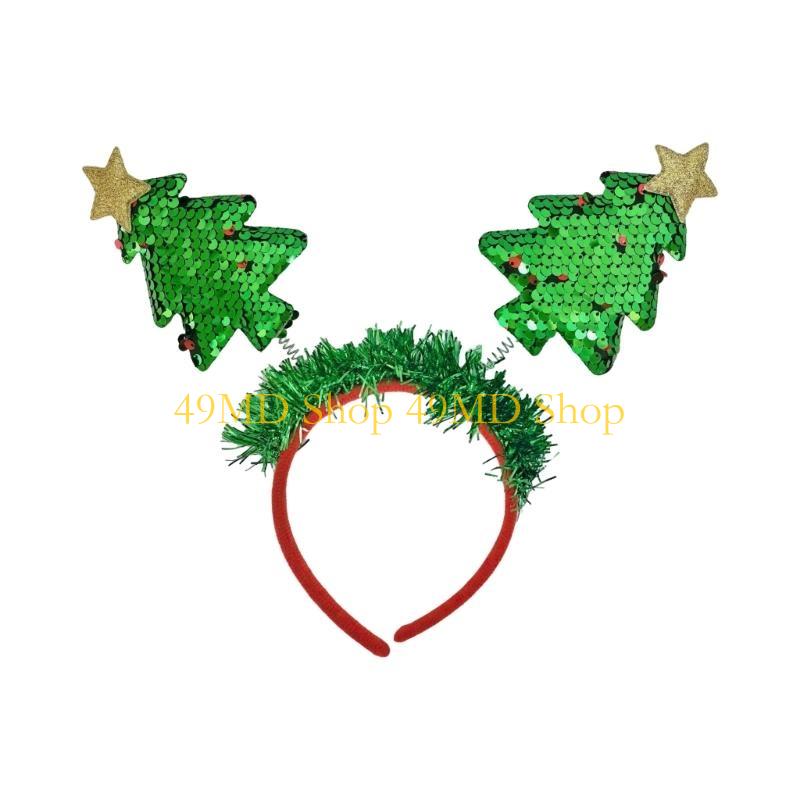 49MD Sequined Christmas Tree Headband Party Accessories Garland Hairhoop Festival Hairband Seasonal Costume Props Headwear