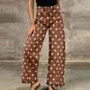 Women's Loose Fit Wide Leg Jeans Polka Dot Patchwork Distressed Denim