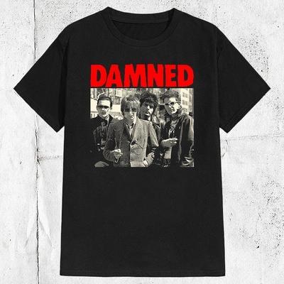 T-shirt 100% Cotone Anni '80 The Damned Band Magliette da Uomo Top