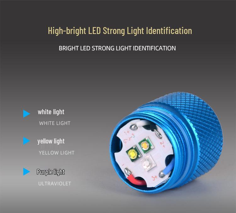 Three-Light LED Jade & Jewelry Identification Flashlight - 365nm UV Purple Lamp for Professional Gemstone and Artifact Testing