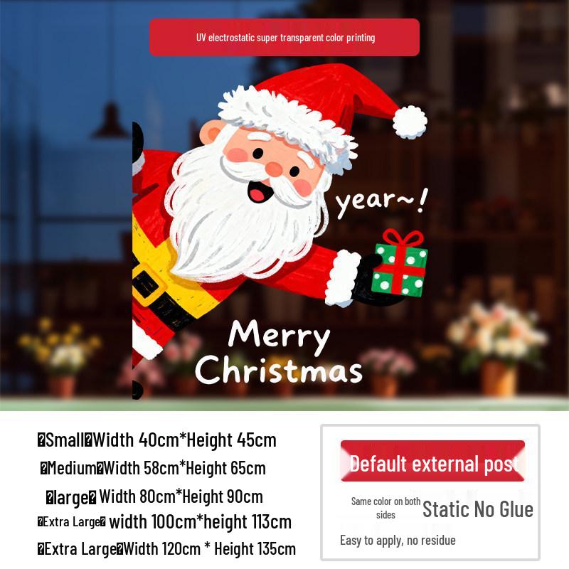 Santa Claus Wall Stickers: Cute Cartoon Christmas Decorations for Windows and Shop Layouts