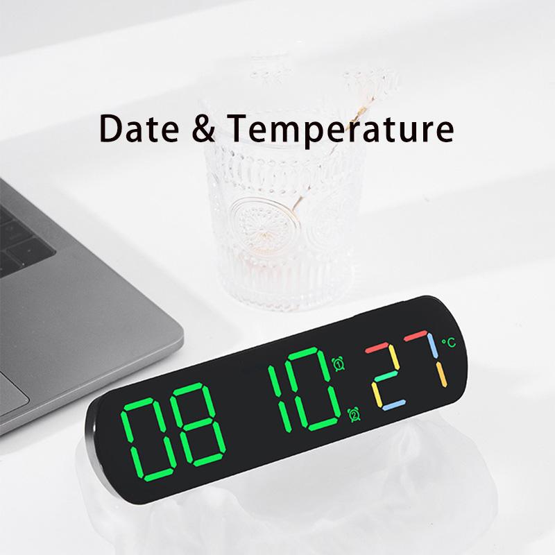 Large Digital Wall Clock USB Powered 9 Inch Temperature Humidity Week Auto Dimmer Table Clock Electronic LED Alarm Clock 12/24H
