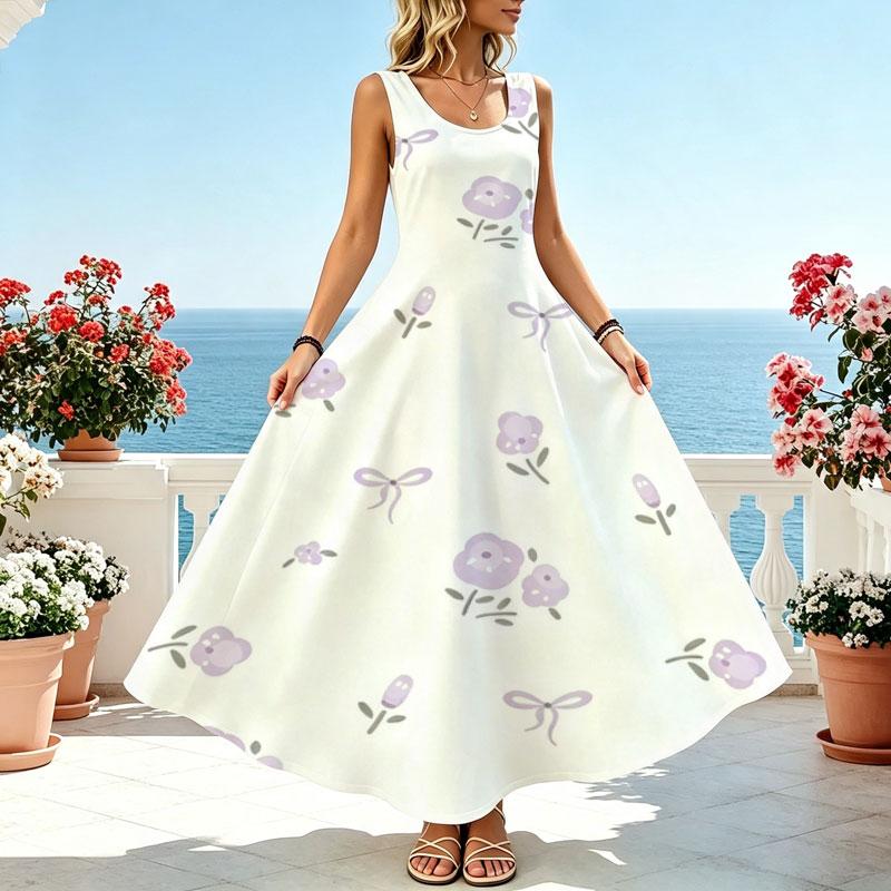 Women's Sleeveless Tank Maxi Dress Soft & Lightweight,Loose Fit for Daily Commute,Beach Vacation,Casual Wear & Travel Photoshoots,Versatile & Stylish