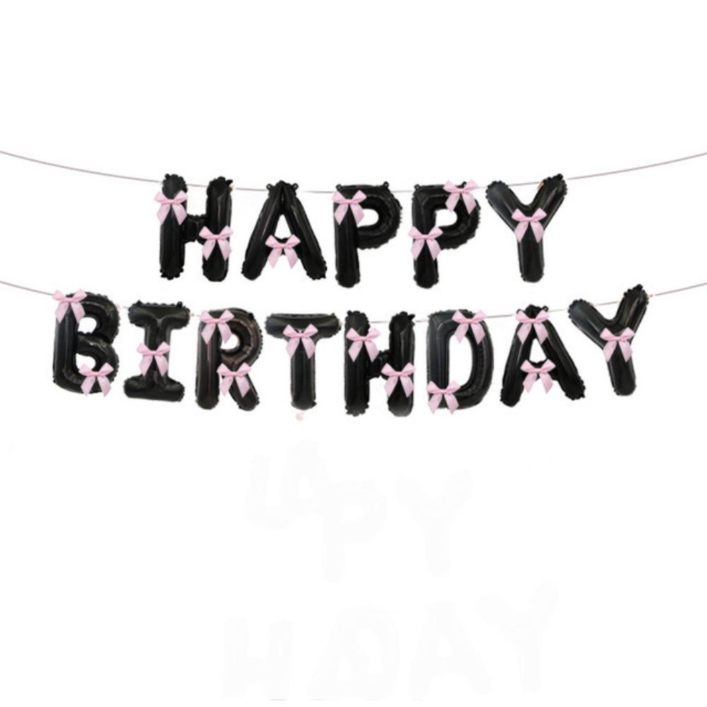 16 inch Happy Birthday Balloons Bow Ribbon Birthday Party Decoration Letter Balloons Balloon Set Aluminum Foil Balloons Party