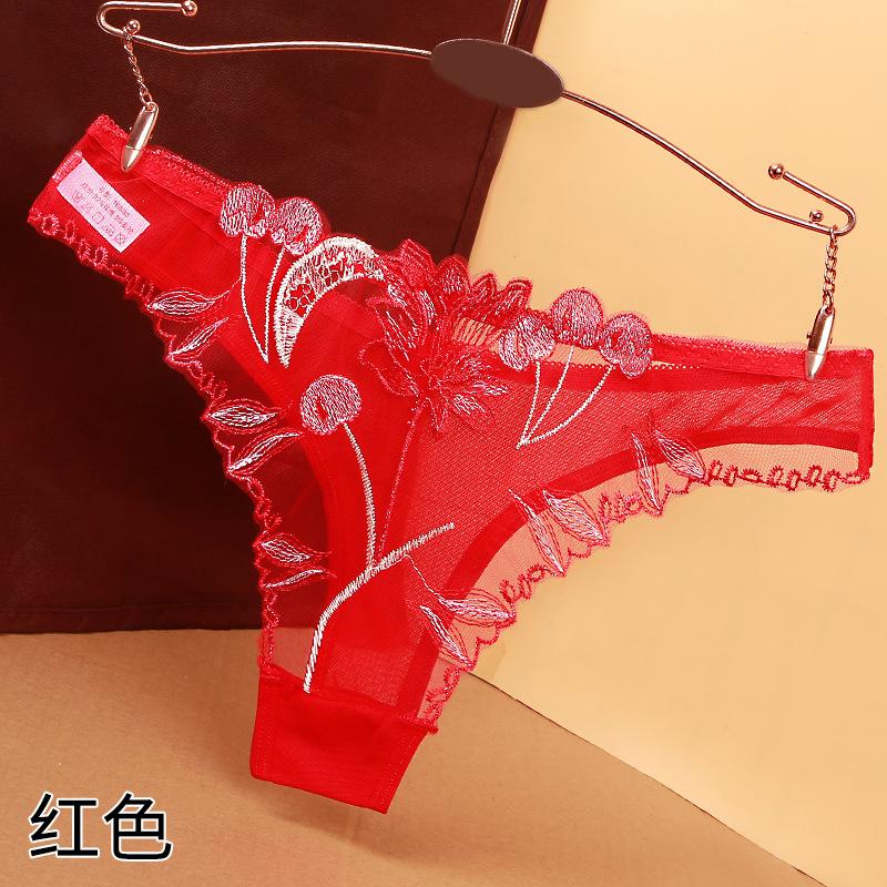 Women's Panties Lace Mesh Floral Embroidered Underwear Sheer Seamless See-Through Breathable Thong Transparent Underwear