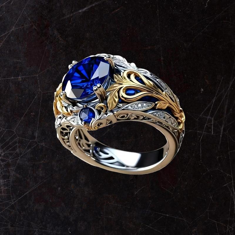 Retro Inlaid Sapphire Ring Creative Simple Ring Light Luxury Hand