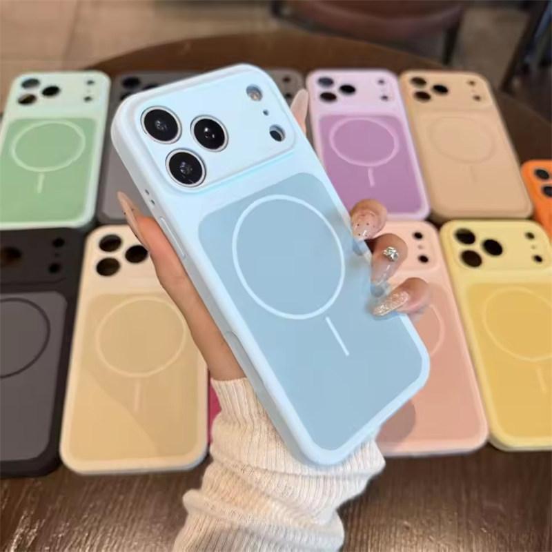 Liquid Silicone Dual-color , Lens-protecting Phone Case, Supports Magnetic Charging for iPhone 17, 16, 15, 14, and 13 Series