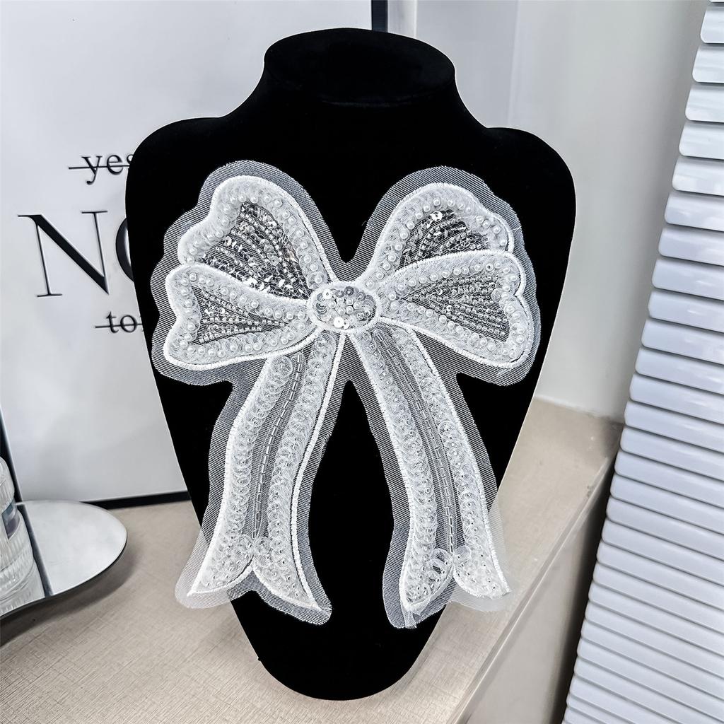 Beaded Nailed Sequins Bowknot Shape Cute Applique for Make Costume Shirt Sewing Supply Patches Sweater Corsages Decors
