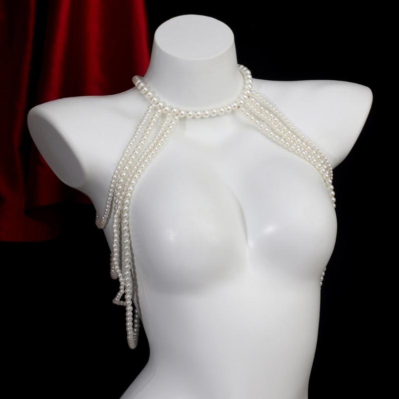 Contemporary Imitation Pearls Shoulder Jewelry for Women Body Chain Suitable for Enhancing Outfits At Various Event