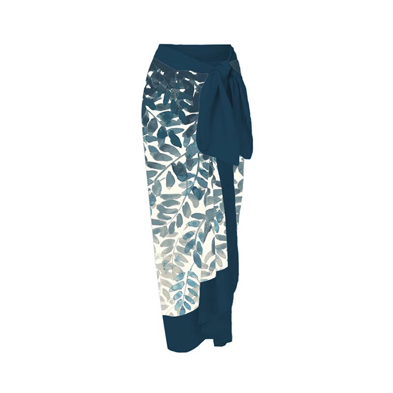 

Women s Holiday Plant Print Tie-Up Midi Dress One Size темно-синий