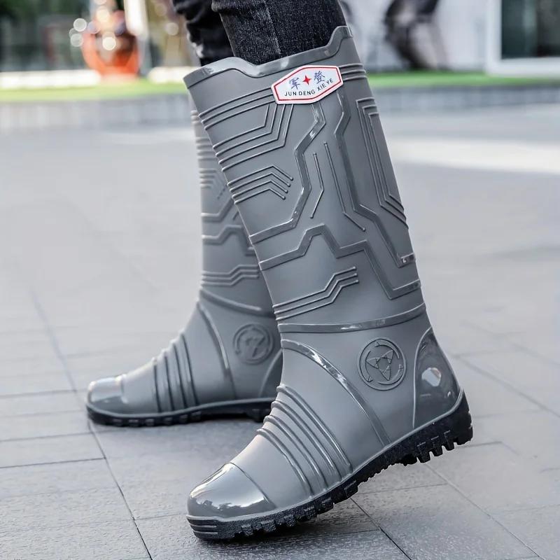

Модные мужские водонепроницаемые резиновые сапоги, удобная нескользящая прочная садовая обувь для рыбалки и активного отдыха 38 серый