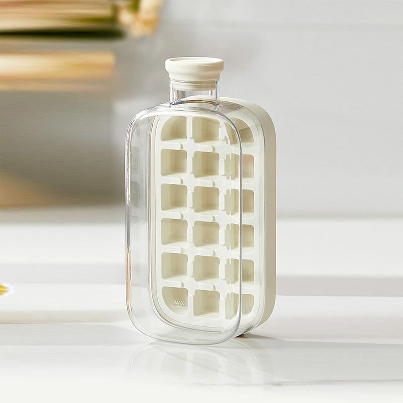 12 Grid 2-in-1 Portable Ice Tray Ice Maker Straw Water Bottle Ice Making Mold Silicone Kitchen Tools Household Ice Maker 500ML
