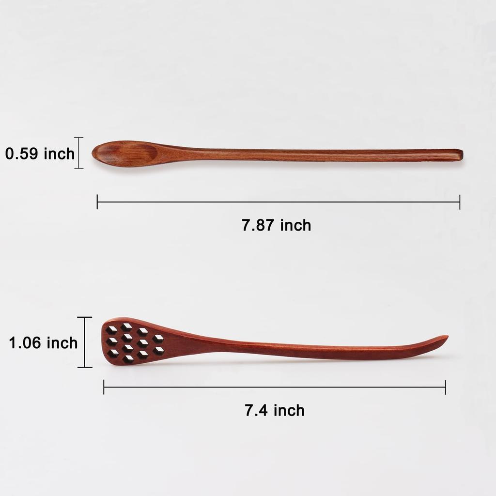 4pcs 7.87Inch Honey Dipper Sticks and 4pcs 7.87Inch Coffee Stirring Spoons, Honey Sticks for Tea,Wooden Honey Spoon Stirrer for Honey Jar Dispense