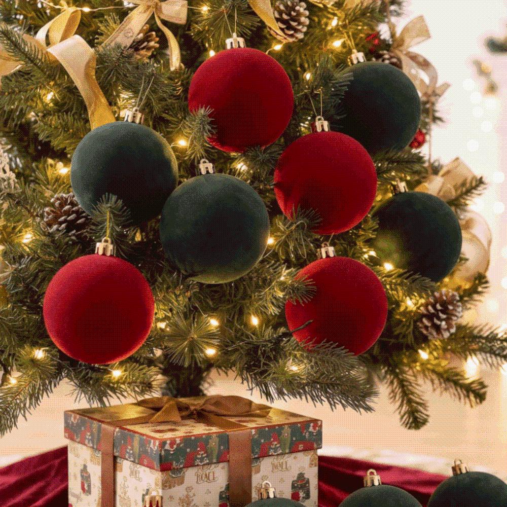 Palline di Natale Giganti Rotonde Infrangibili Grandi Ornamenti di Velluto Hall dell'Hotel