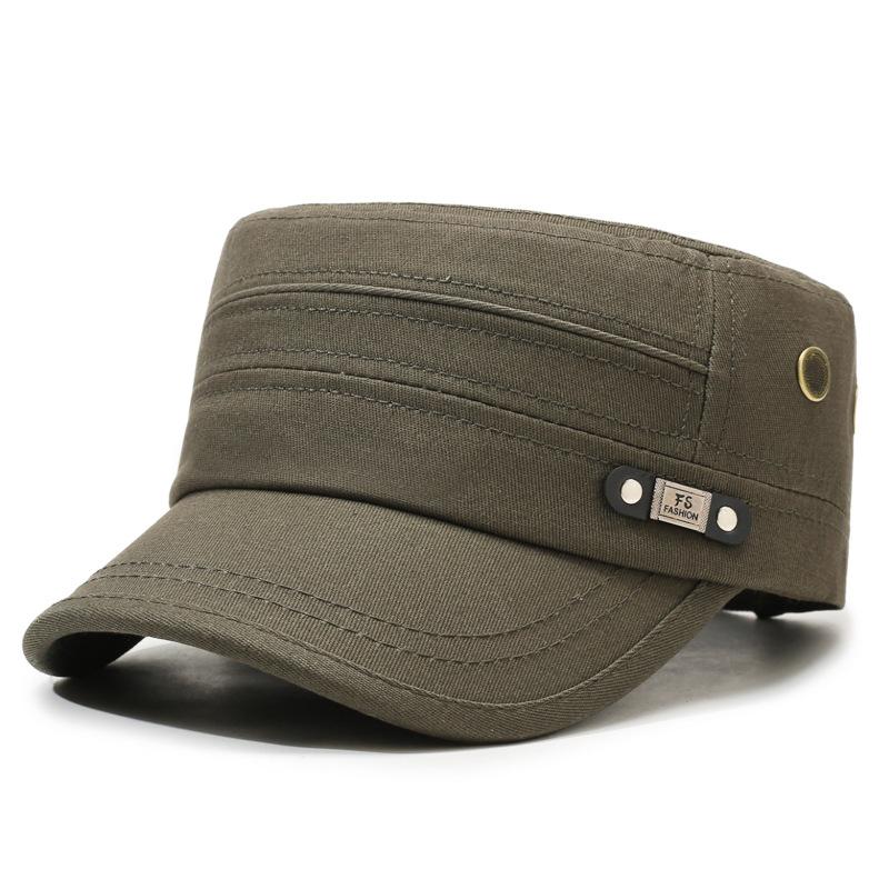 Men's Cotton Flat Top Hat - Casual Outdoor Cap for All Seasons, Simple Fashion Travel Cap