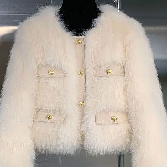 

Куртка из искусственного лисьего меха для женской осени и зимы, короткий мех небольшой толщины, интегрированный мех знаменитости XL suggestion [120-65 kg]