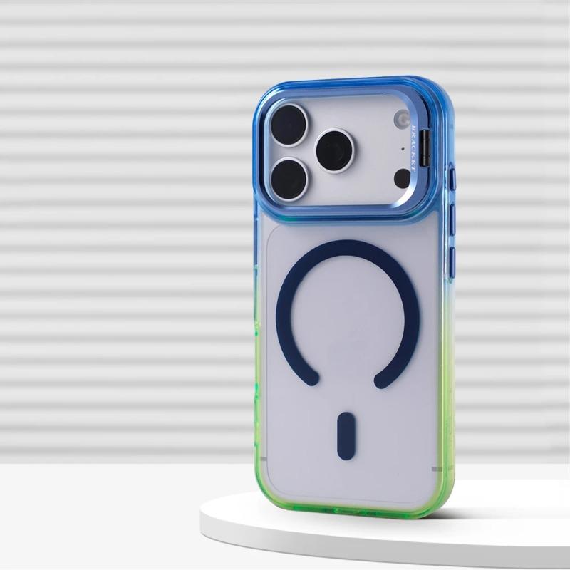 Gradient Color Transparent Magnetic Case For For Iphone 17 16 Pro Max 1 14 Plus 13 For  Lens Holder Shockproof Clear Cover