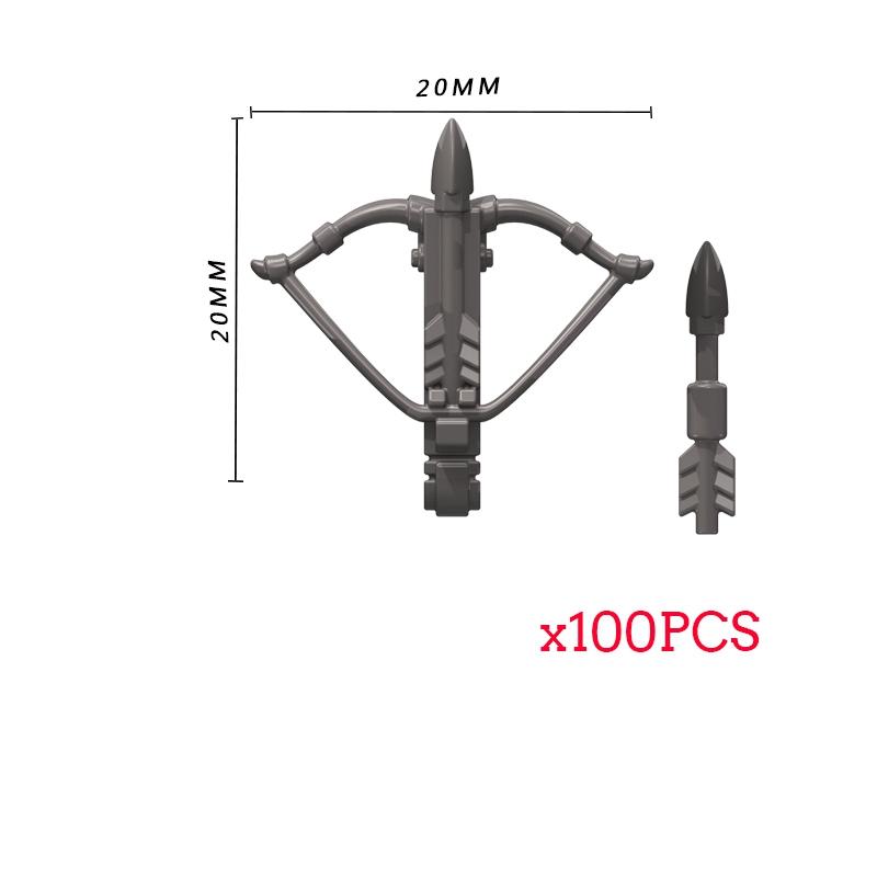 100PCS MOC Medieval Knights Weapons Rome Warriors Soldier Bow and Arrow Building Blocks DIY Brick Accessories Toys For Kid Gifts