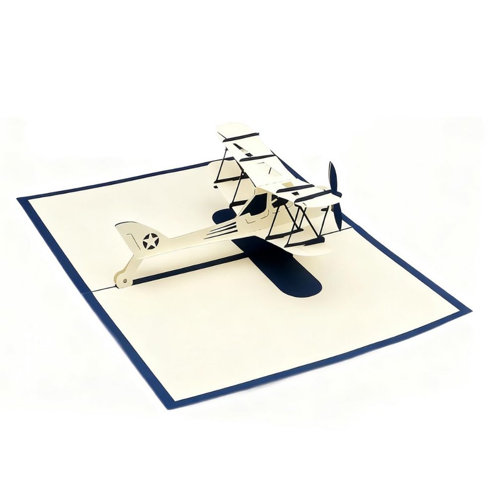 1pc Paper 3D Aircraft Greeting Card Red & Blue Vintage Small Airplane Cartoon Creative Model Thanksgiving Birthday Gift YMY