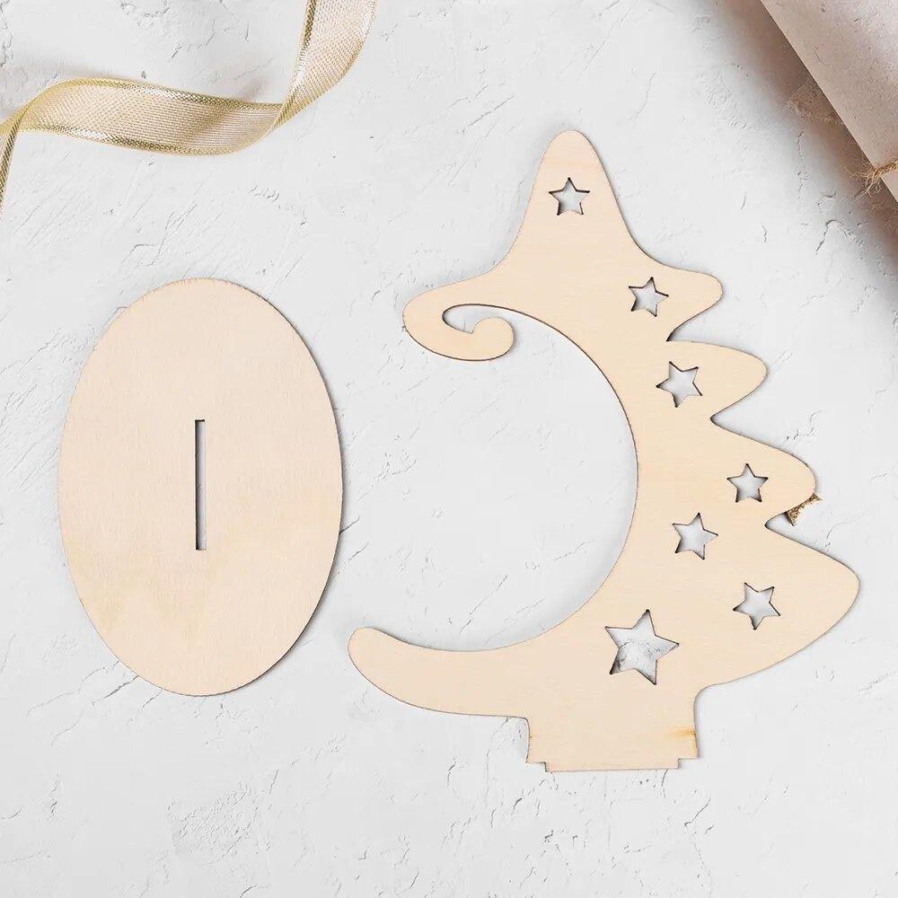 Handmade Xmas Tree Star Slices Elliptical Base Wood Slices Christmas Tree Crafts  Holiday