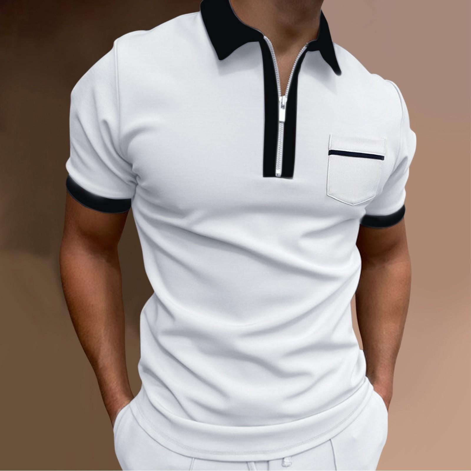 Fashion human Nieuwe heren revers mode Slim pocket rits lange mouwen heren T-shirt POLO shirt tops M