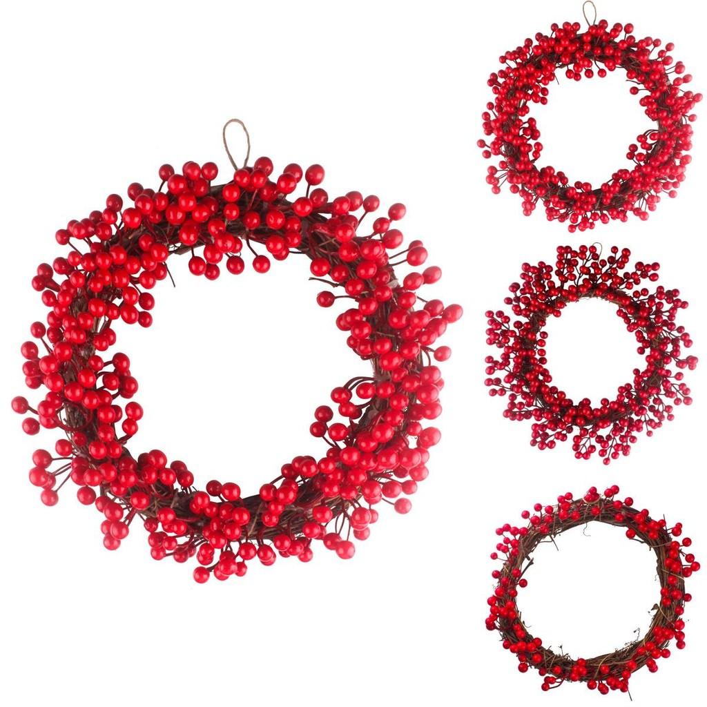 Prachtige Rode Bes Decoratieve Krans Voor Kerst Feestelijke Huisdecoratie 30cm 35cm 40cm