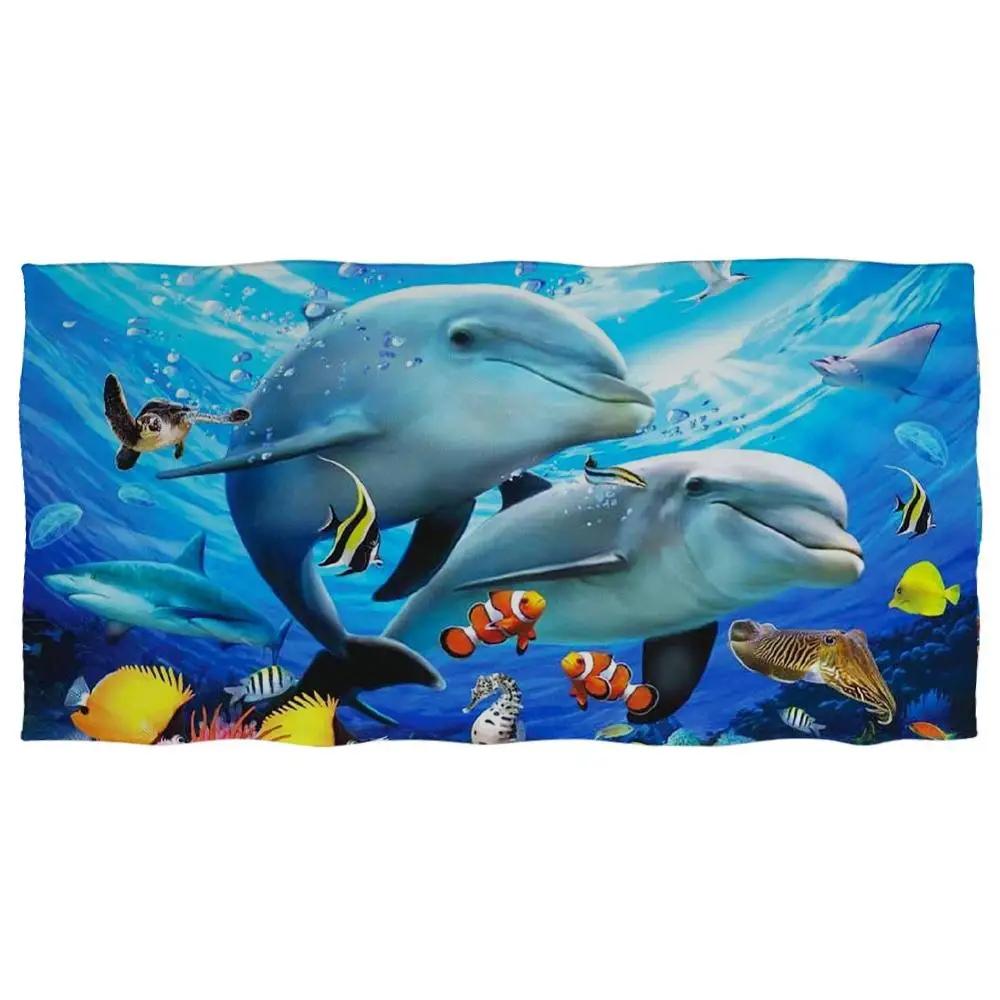 Ocean Animals Cotton Bath Towels 3D Dolphin Shark Turtle Whale Beach Towel Microfiber Home Textile Face Hair Hand Towel