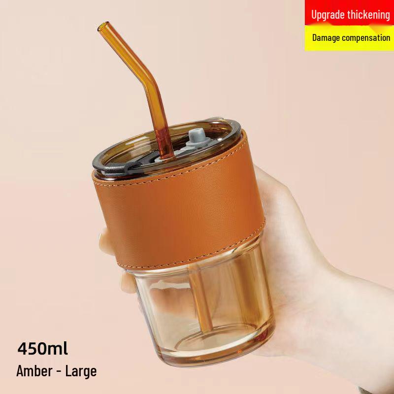 Bamboo Double-Layer Joint Straw Glass Cup - Personalized Thermos & Coffee Gift Cup