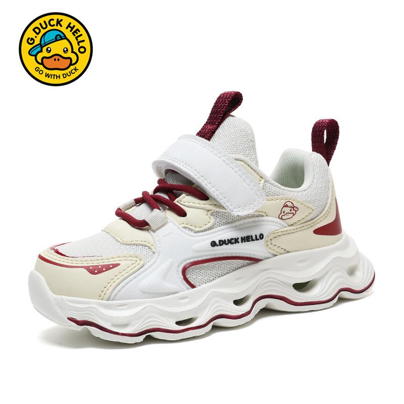 Little Yellow Duck Girls Spring Double Mesh Sneakers Velcro Lightweight Breathable Children's Daddy Shoes Elementary School Running Shoes