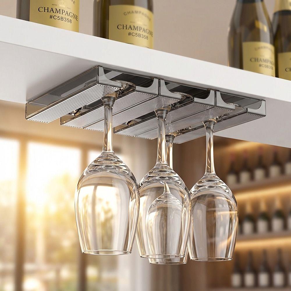 Non-drilled Installation Stemware Organizer Upside-down Rack Hanging Cup Holder  Dining Room