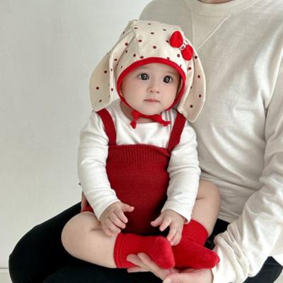 Cute Long Ears Baby Hat Beanie Dot Bow Newborn Girl Cotton Lacing Cap Infant Toddler Spring Autumn Warm Ear Protection Caps