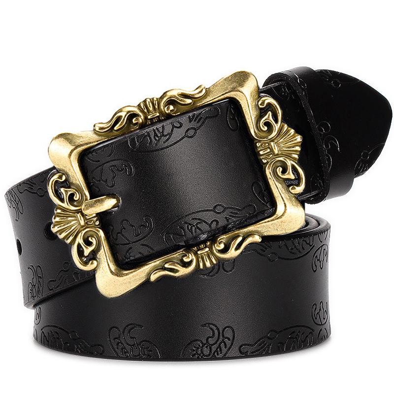Ceinture en Cuir pour Femme Simple Polyvalente Large en Cuir pour Femme Décorative Décontractée Mode Étudiant Ceinture pour Jean Tendance 115CM
