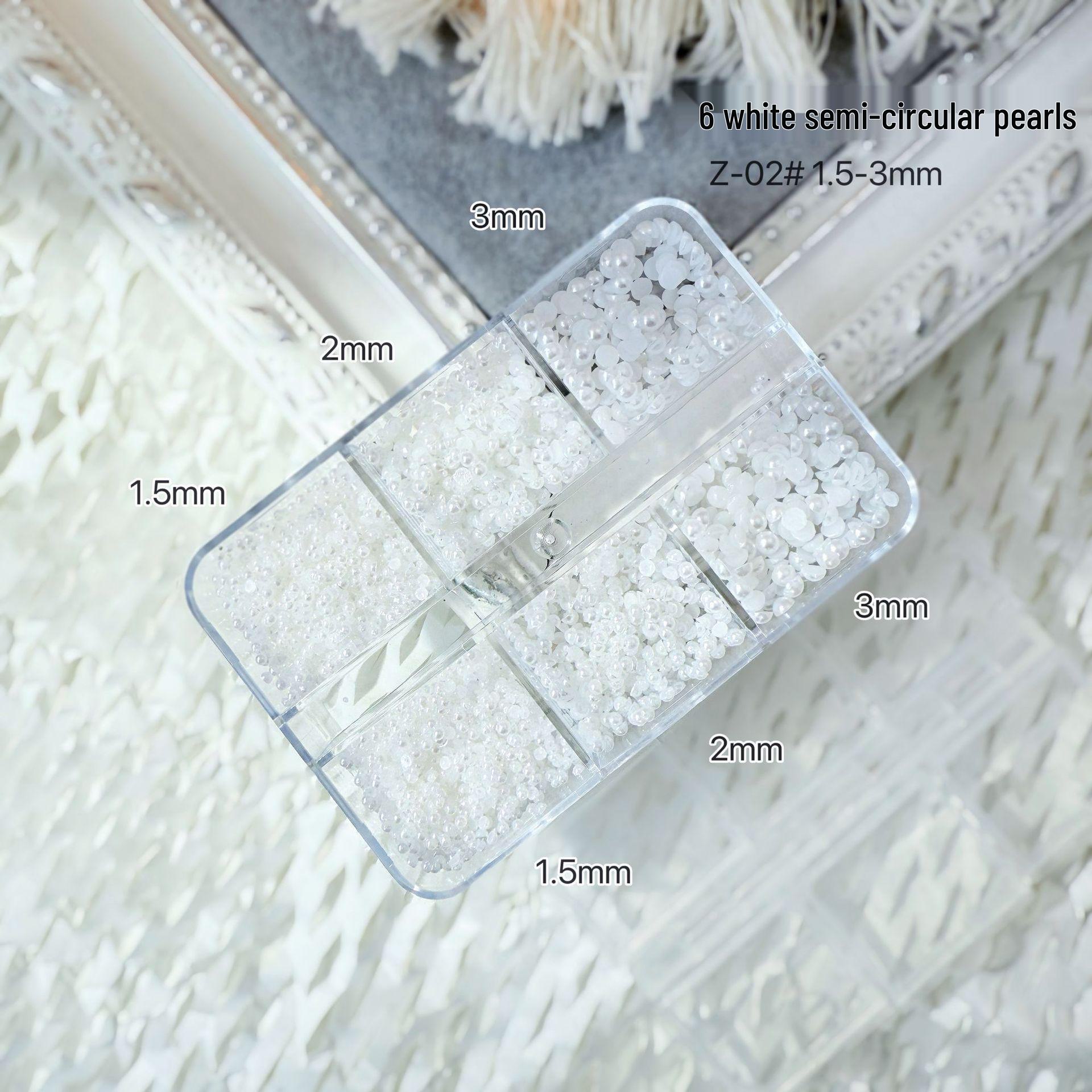 

6-сетчатые жемчужные аксессуары для ногтей: Глянцевые полукруглые и круглые 3D жемчужины с мини-стальными бусинами