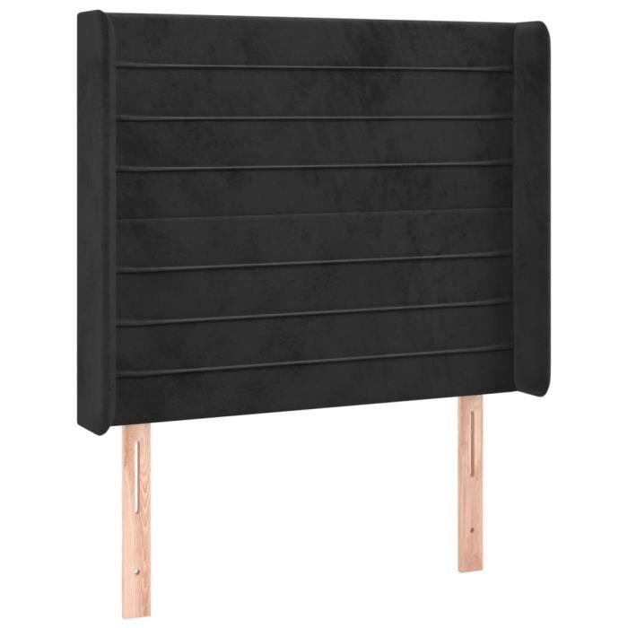 VidaXL Tête de lit avec oreilles Noir 103x16x118-128 cm Velours3119764