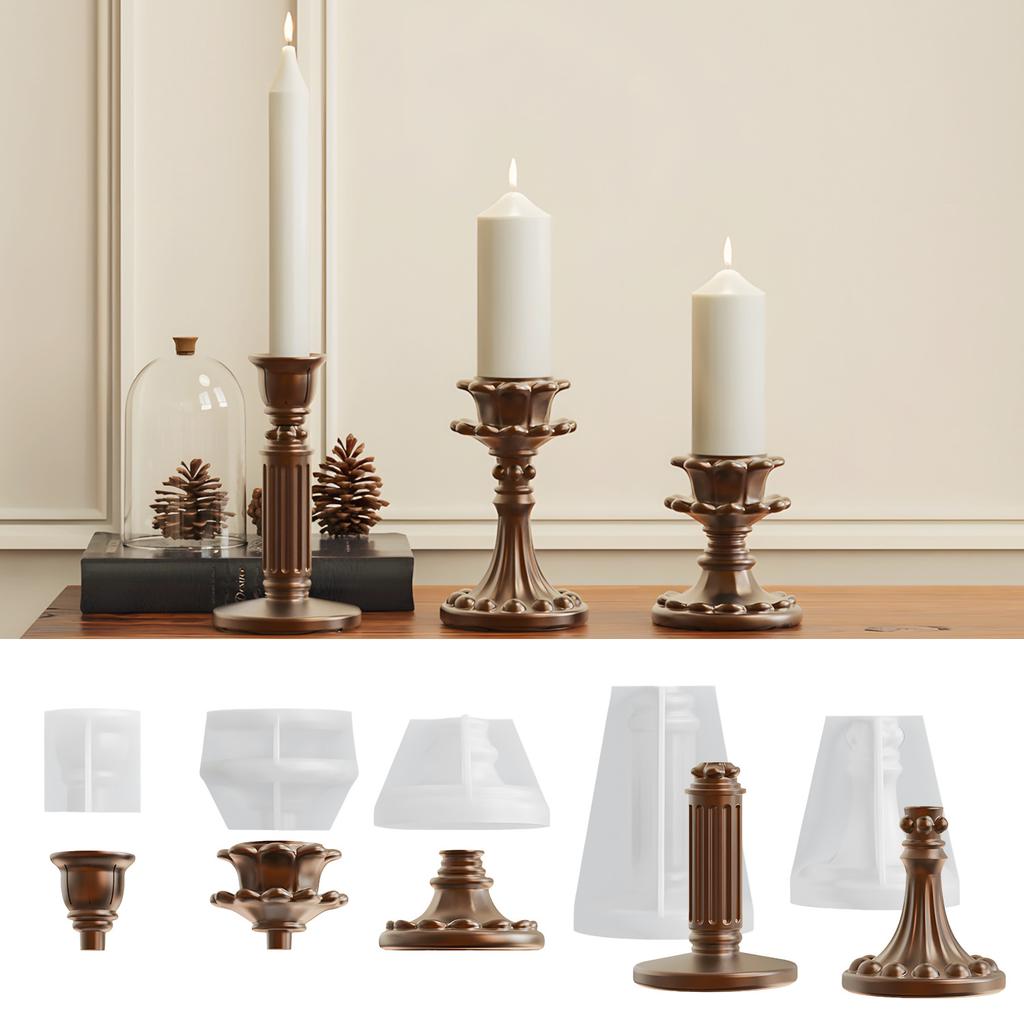 DIY Drip Mold European Retro Candle Holder Base Silicone Mold Aroma Candle Candlestick Silicone Mold Festival Home Decoration