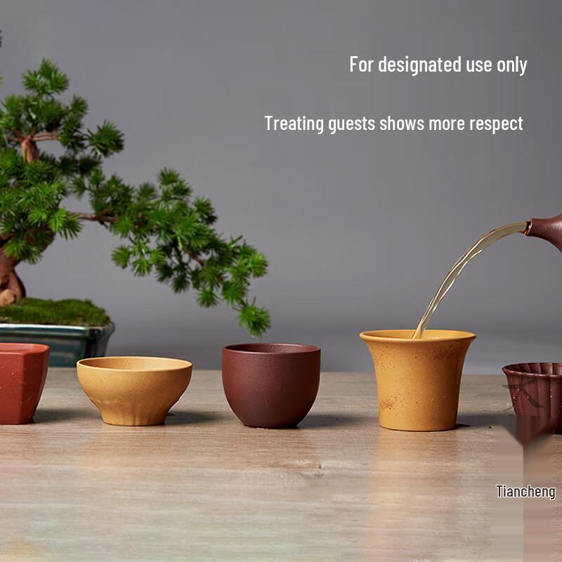 Qingpu Tang Handmade Zisha Five-Color Tea Cup Gift Set