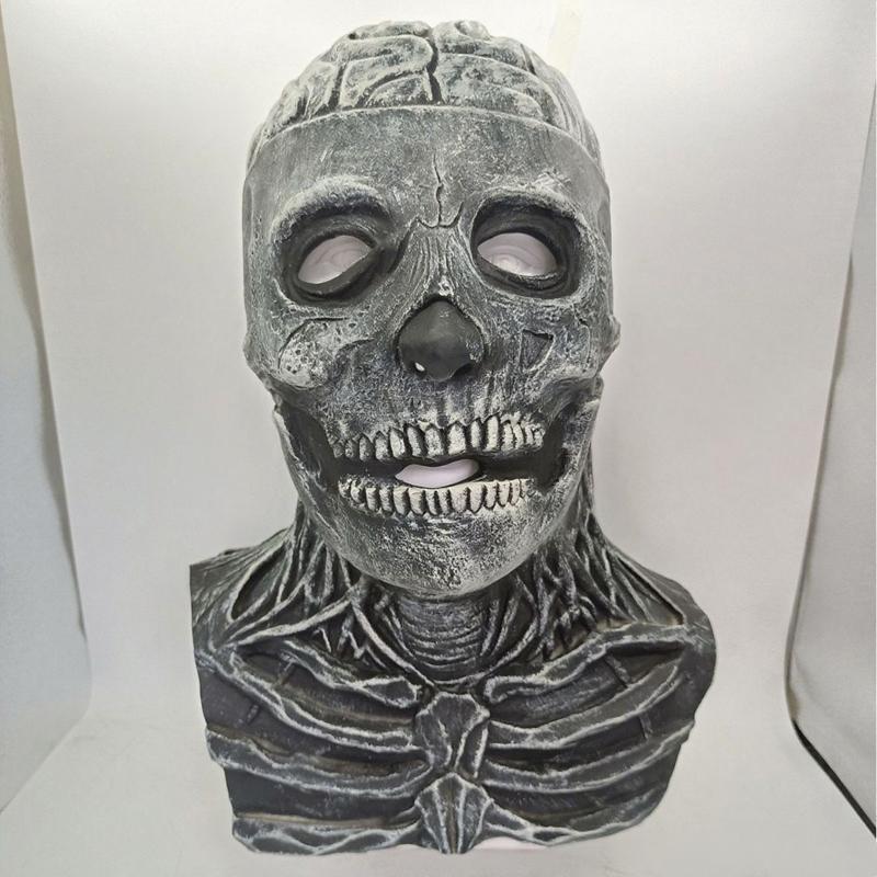1pc, Halloween Mask, 3D Skull Mask, Scary Full Head Skull, Realistic Latex Skeleton Props, Halloween Role Play Party Costume