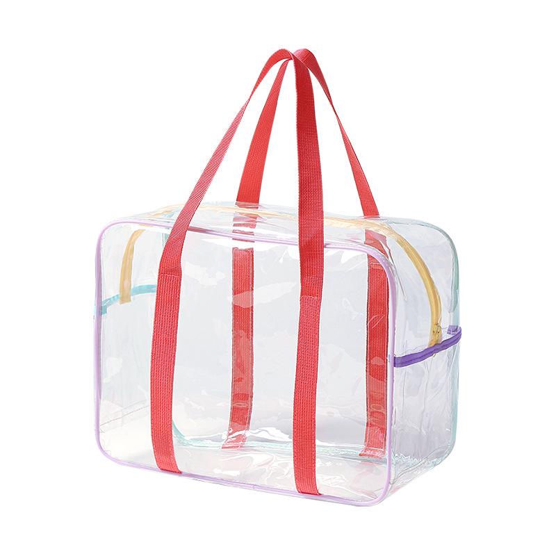 Pink Transparent Large-Capacity Waterproof Toiletry Bag for Beach & Travel