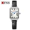 Ofns Waterproof Women's Watch with Bamboo Pattern Strap Square Dial Niche Design Casual Daily Dress Wristwatch for Ladies