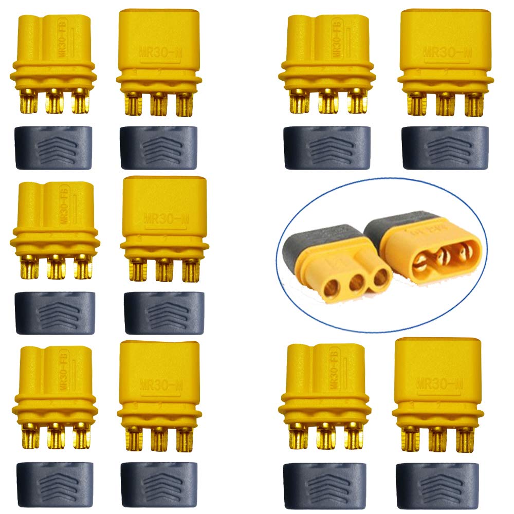 

Maihuijia 5-Pair Amass MR30 MR60 MaleFemale Connector Plug with 2mm Plated Connector Sheath for RC Lithium (MR30)
