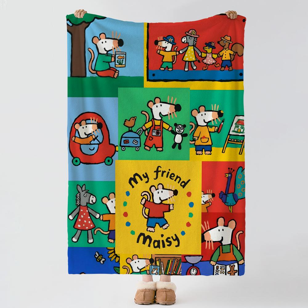 Cartoon M-Maisy Mouse-e Throw Thick Comfort Flannel Quilt, Multi-scene Use Indoor Outdoor Daily Nap