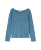 Natural Beauty Basic Basic Series Curved Neck Knit Blue Women's All-Knit Sweater,