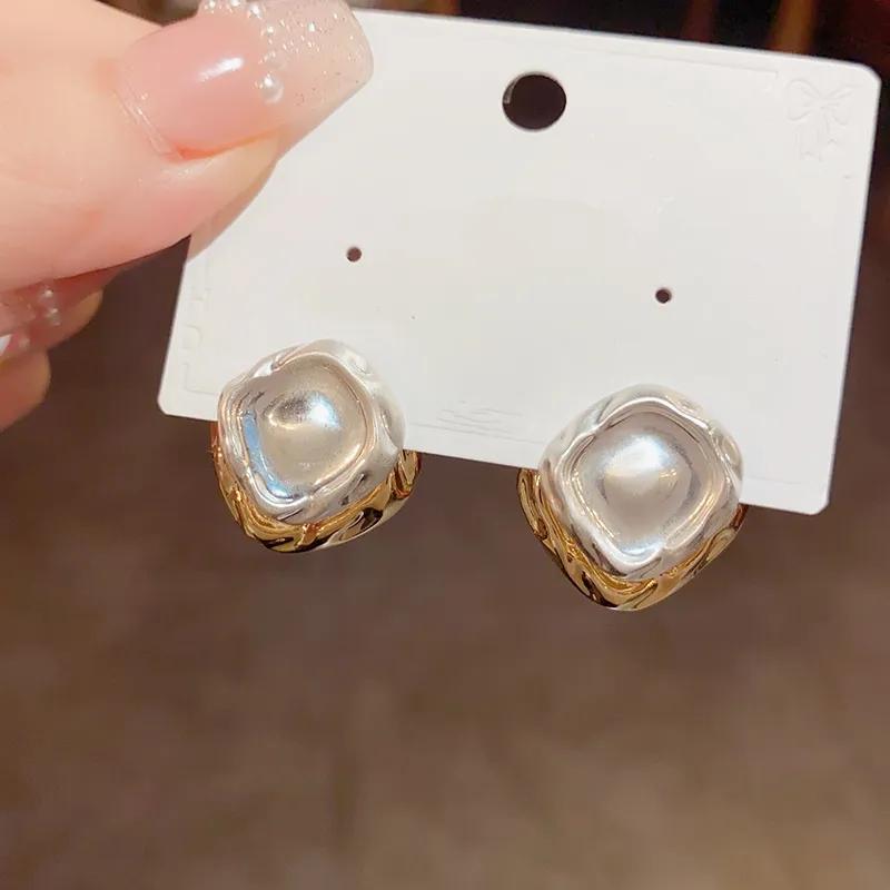 Fashion Jewelry Back With Front Metal Splicing Stud Earrings For Women Female Party Gift Accessories
