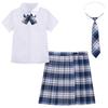 Sailor Uniform Set with Pleated Skirt and Checkered Skirt for High School Halloween Short Long and 4-Piece Girls, Costume, Sleeves, Sleeves, Shirt,