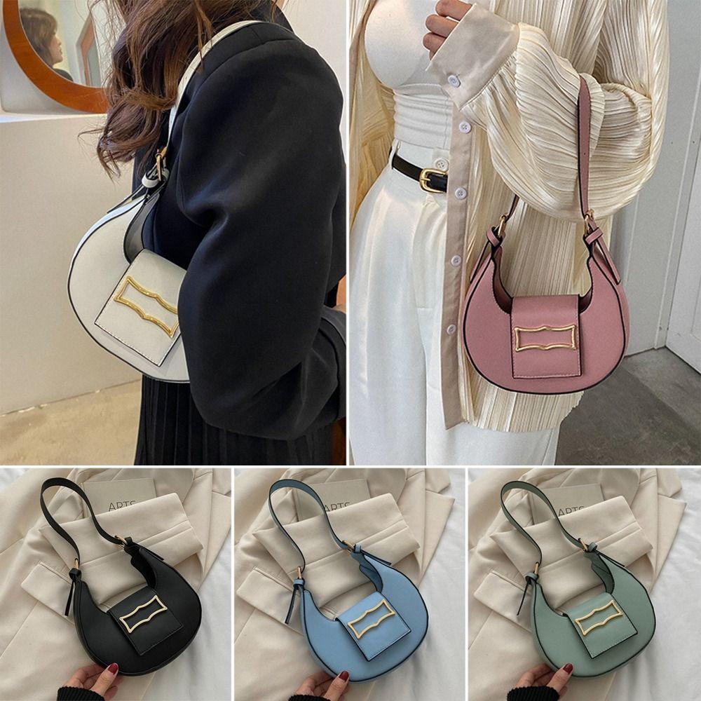 

Модная простая сумка через плечо из искусственной кожи с твердой металлической пряжкой