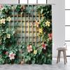 Green Leaves Shower Curtains Tropical Leaf Garden Vine Plant Wall Hanging Fabric Home Bathroom Decor Bath Curtain Set with Hooks