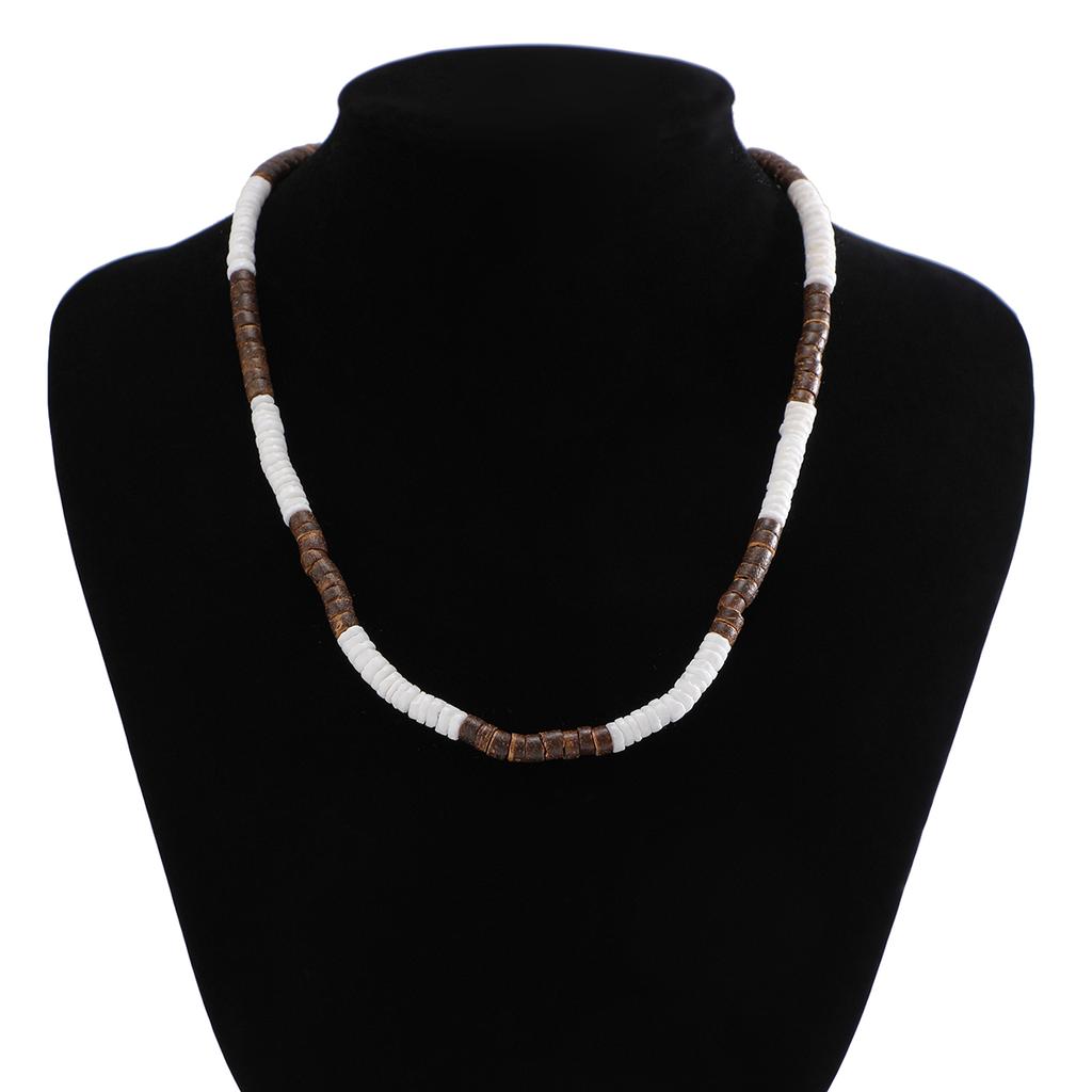 IngeSight.Z Handmade Natural Surfer Choker Necklace for Men Vintage Brown Wood Beads Necklace Tribal Jewelry Gift