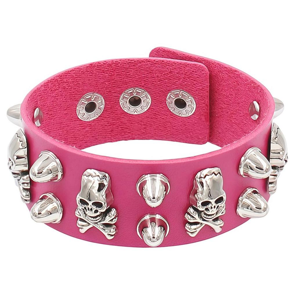 European & American Multi-layer Leather Skull Rivet Punk Bracelet